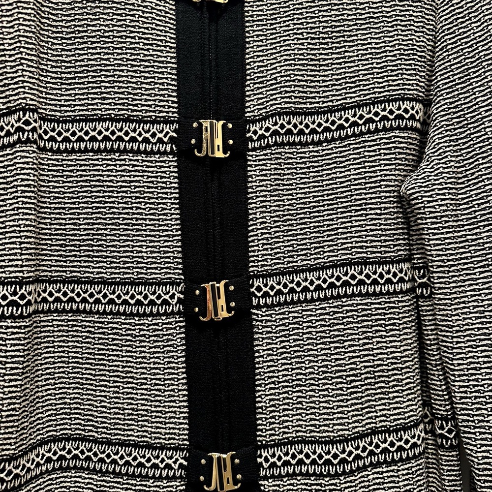 St. John Black and White Textured Blazer - Picture 3 of 4